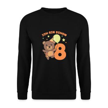 I'm Already 8 Bears Birthday Kids - Unisex Sweatshirt - black - Front - Alina (178cm) & Michal (187cm)