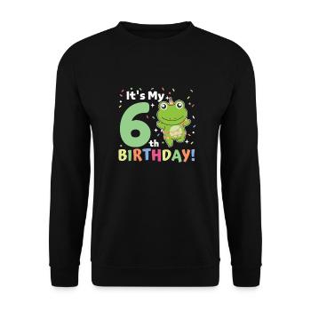 Frog for 6th birthday children six years old - Unisex Sweatshirt - black - Front - Alina (178cm) & Michal (187cm)