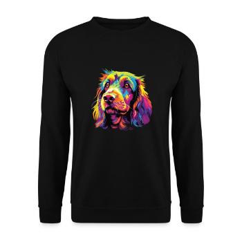 Wasserfarben Farbenfroher Petit Basset Griffon - Unisex Pullover - Schwarz - Vorne - Alina (178cm) & Michal (187cm)