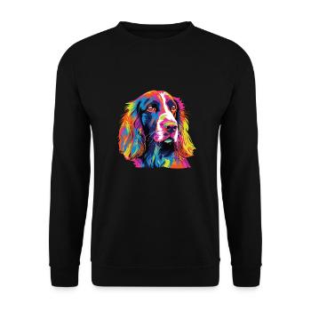 Aquarelle colorée Welsh Springer Spaniel - Sweat-shirt Unisexe - noir - Devant - Alina (178cm) & Michal (187cm)