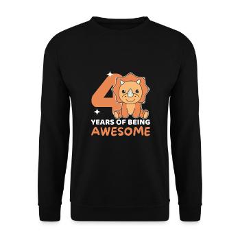 Triceratops for 4th birthday children four years - Unisex Sweatshirt - black - Front - Alina (178cm) & Michal (187cm)