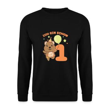 I'm already 1 quokkas birthday kids - Unisex Sweatshirt - black - Front - Alina (178cm) & Michal (187cm)