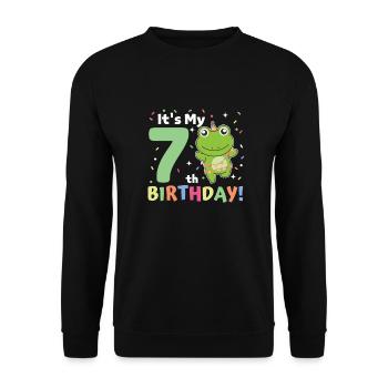 Frog for 7th birthday children seven years old - Unisex Sweatshirt - black - Front - Alina (178cm) & Michal (187cm)