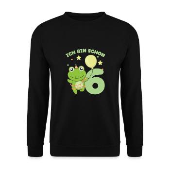 I'm Already 6 Frogs Birthday Kids - Unisex Sweatshirt - black - Front - Alina (178cm) & Michal (187cm)