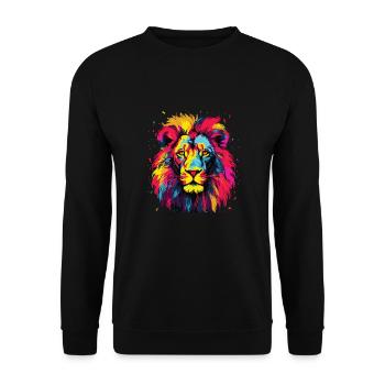 Watercolor Colorful Lion Colorful Animals - Unisex Sweatshirt - black - Front - Alina (178cm) & Michal (187cm)