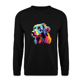Wasserfarben Farbenfroher Petit Basset Pyrenean - Unisex Pullover - Schwarz - Vorne - Alina (178cm) & Michal (187cm)