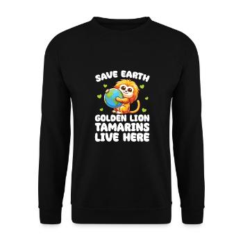 Save the Earth Golden lion tamarins live here - Unisex Sweatshirt - black - Front - Alina (178cm) & Michal (187cm)