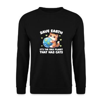 Ist der einzige Planet mit Katzen Earth Day - Unisex Pullover - Schwarz - Vorne - Alina (178cm) & Michal (187cm)