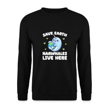 Sauvez la Terre Les narvals vivent ici Jour de la Terre - Sweat-shirt Unisexe - noir - Devant - Alina (178cm) & Michal (187cm)