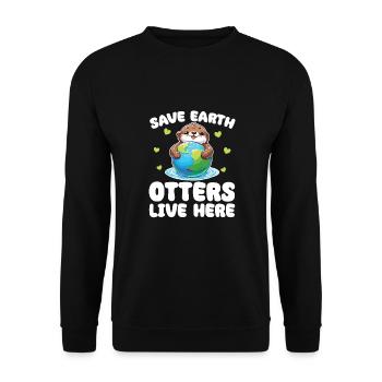 Rettet die Erde Otters leben hier Earth Day - Unisex Pullover - Schwarz - Vorne - Alina (178cm) & Michal (187cm)