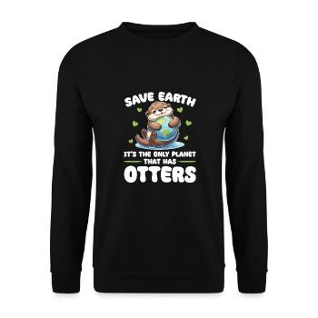 Ist der einzige Planet mit Otters Earth Day - Unisex Pullover - Schwarz - Vorne - Alina (178cm) & Michal (187cm)