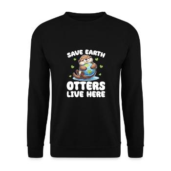 Rettet die Erde Otters leben hier Earth Day - Unisex Pullover - Schwarz - Vorne - Alina (178cm) & Michal (187cm)