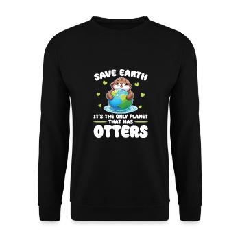 Ist der einzige Planet mit Otters Earth Day - Unisex Pullover - Schwarz - Vorne - Alina (178cm) & Michal (187cm)