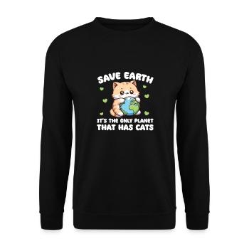 Ist der einzige Planet mit Katzen Earth Day - Unisex Pullover - Schwarz - Vorne - Alina (178cm) & Michal (187cm)