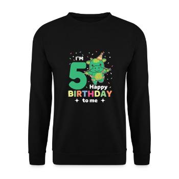 Drache zum 5. Geburtstag Kinder fünf Jahre alt - Unisex Pullover - Schwarz - Vorne - Alina (178cm) & Michal (187cm)