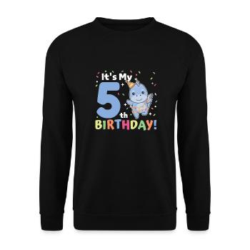 Dino for 5th birthday children five years old - Unisex Sweatshirt - black - Front - Alina (178cm) & Michal (187cm)