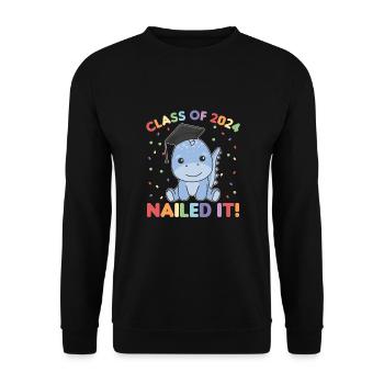Kids Class of 2024 nailed it Dino - Unisex Pullover - Schwarz - Vorne - Alina (178cm) & Michal (187cm)