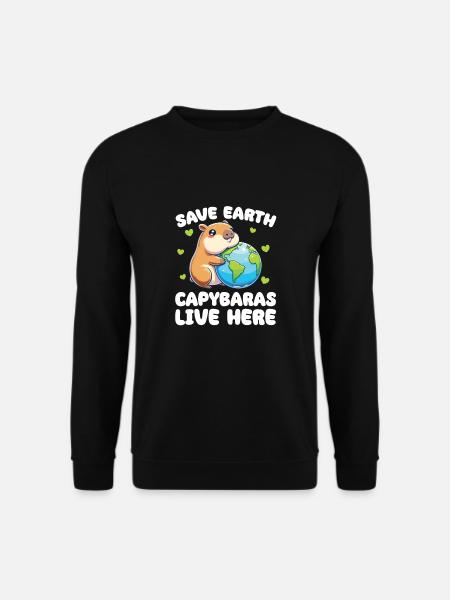 Rettet die Erde Capybaras leben hier Earth Day - Unisex Pullover - Schwarz