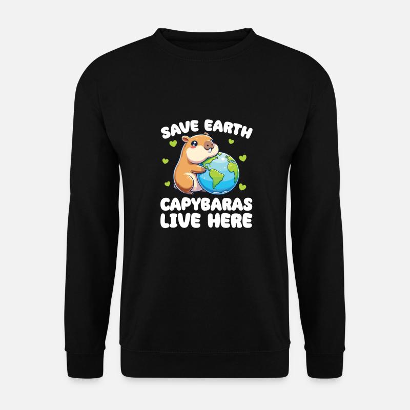 Rettet die Erde Capybaras leben hier Earth Day - Unisex Pullover - Schwarz