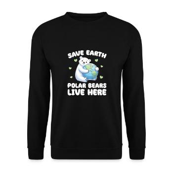 Save the Earth Polar Bears Live Here Earth Day - Unisex Sweatshirt - black - Front - Alina (178cm) & Michal (187cm)