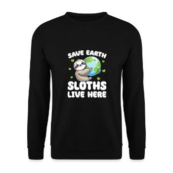 Save the Earth Sloths Live Here Earth Day - Unisex Sweatshirt - black - Front - Alina (178cm) & Michal (187cm)