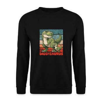 Daddysaurus Vatertag bester Daddy T-Rex - Unisex Pullover - Schwarz - Vorne - Alina (178cm) & Michal (187cm)
