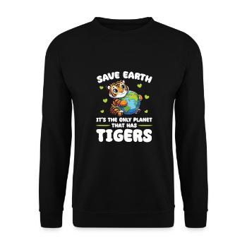Ist der einzige Planet mit Tigers Earth Day - Unisex Pullover - Schwarz - Vorne - Alina (178cm) & Michal (187cm)