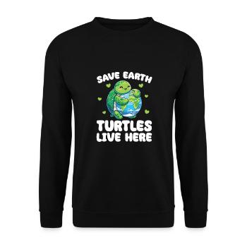 Is the only planet with turtles Earth Day - Unisex Sweatshirt - black - Front - Alina (178cm) & Michal (187cm)