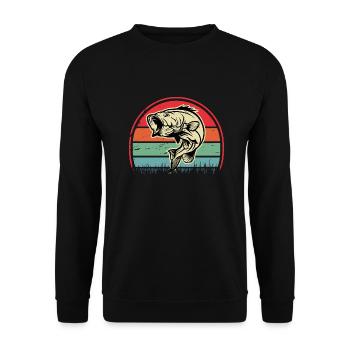 Bass Fish - Unisex Sweatshirt - black - Front - Alina (178cm) & Michal (187cm)