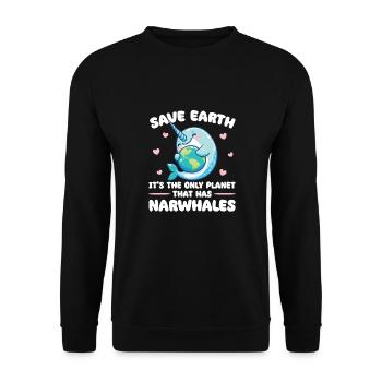 C’est la seule planète avec le jour de la Terre sur le narval - Sweat-shirt Unisexe - noir - Devant - Alina (178cm) & Michal (187cm)