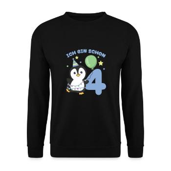 I'm Already 4 Penguins Birthday Kids - Unisex Sweatshirt - black - Front - Alina (178cm) & Michal (187cm)