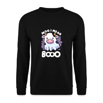 Moo Je veux dire Boo Mignon Kawaii Halloween Vache Fantôme - Sweat-shirt Unisexe - noir - Devant - Alina (178cm) & Michal (187cm)