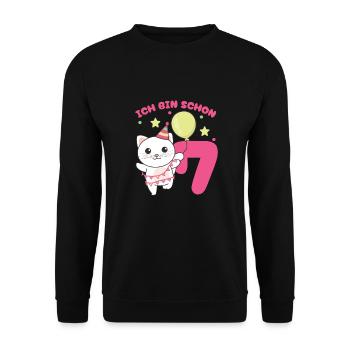 J’ai déjà 7 chats d’anniversaire - Sweat-shirt Unisexe - noir - Devant - Alina (178cm) & Michal (187cm)