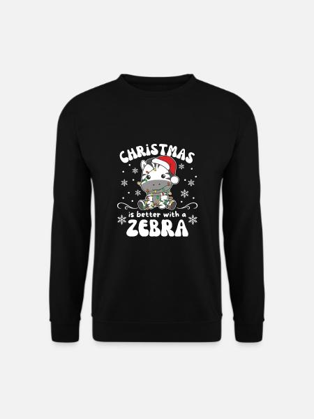 Weihnachten ist besser mit einem Zebra - Unisex Pullover - Schwarz