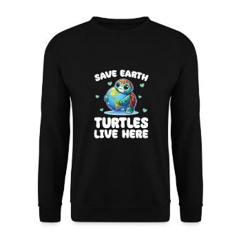Save the Earth Turtles live here Earth Day - Unisex Sweatshirt - black - Front - Alina (178cm) & Michal (187cm)
