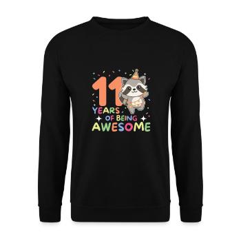 Raton laveur pour ses 11 ans Enfants de onze ans - Sweat-shirt Unisexe - noir - Devant - Alina (178cm) & Michal (187cm)