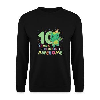 Drache zum 10. Geburtstag Kinder zehn Jahre alt - Unisex Pullover - Schwarz - Vorne - Alina (178cm) & Michal (187cm)