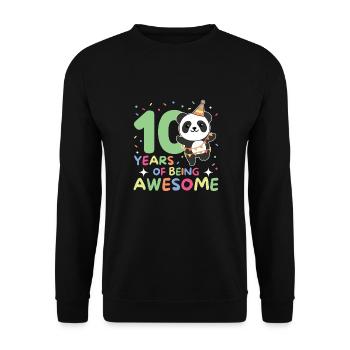Panda zum 10. Geburtstag Kinder zehn Jahre alt - Unisex Pullover - Schwarz - Vorne - Alina (178cm) & Michal (187cm)