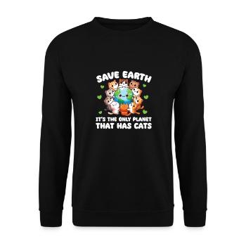 Ist der einzige Planet mit Katzen Earth Day - Unisex Pullover - Schwarz - Vorne - Alina (178cm) & Michal (187cm)