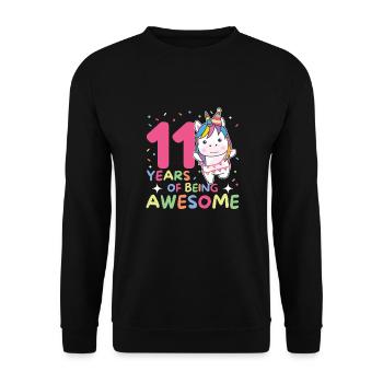Licorne pour ses 11 ans enfants de onze ans - Sweat-shirt Unisexe - noir - Devant - Alina (178cm) & Michal (187cm)