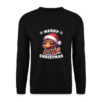 Christmas Hat Christmas Fairy Lights - Unisex Sweatshirt - black - Front - Alina (178cm) & Michal (187cm)