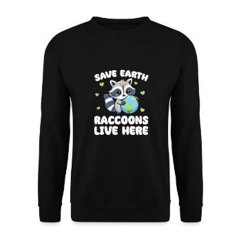 Save the Earth Raccoons live here Earth Day - Unisex Sweatshirt - black - Front - Alina (178cm) & Michal (187cm)