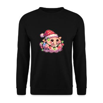 Christmas Hat Christmas Fairy Lights Blob Fish - Unisex Sweatshirt - black - Front - Alina (178cm) & Michal (187cm)