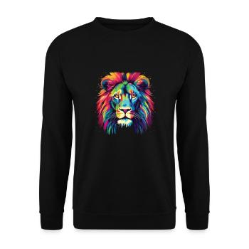 Watercolor Colorful Lion Colorful Animals - Unisex Sweatshirt - black - Front - Alina (178cm) & Michal (187cm)