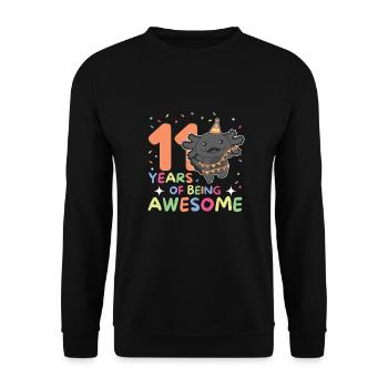Axolotl for 11th birthday children eleven years old - Unisex Sweatshirt - black - Front - Alina (178cm) & Michal (187cm)