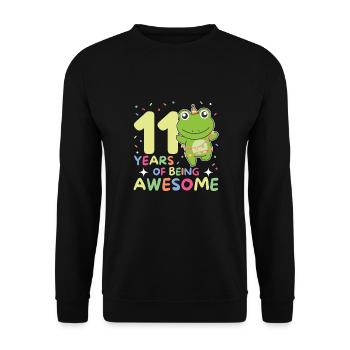 Frog for 11th birthday children eleven years old - Unisex Sweatshirt - black - Front - Alina (178cm) & Michal (187cm)
