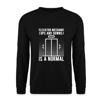 Funny Elevator Mechanic Ups & Downs Is A Normal - Unisex Sweatshirt - black - Front - Alina (178cm) & Michal (187cm)