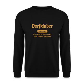 Dorfkinder heulen nicht - Lustiger Spruch - Unisex Pullover - Schwarz - Vorne - Alina (178cm) & Michal (187cm)
