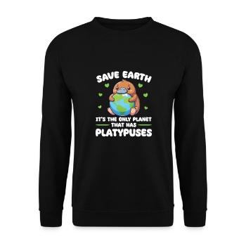 Is the only platypus planet Earth Day - Unisex Sweatshirt - black - Front - Alina (178cm) & Michal (187cm)