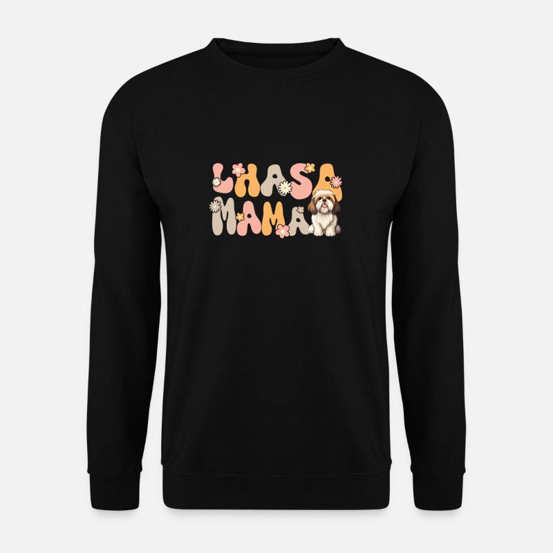 Lhasa Apso Groovy Lhasa Mama - Unisex Pullover - Schwarz